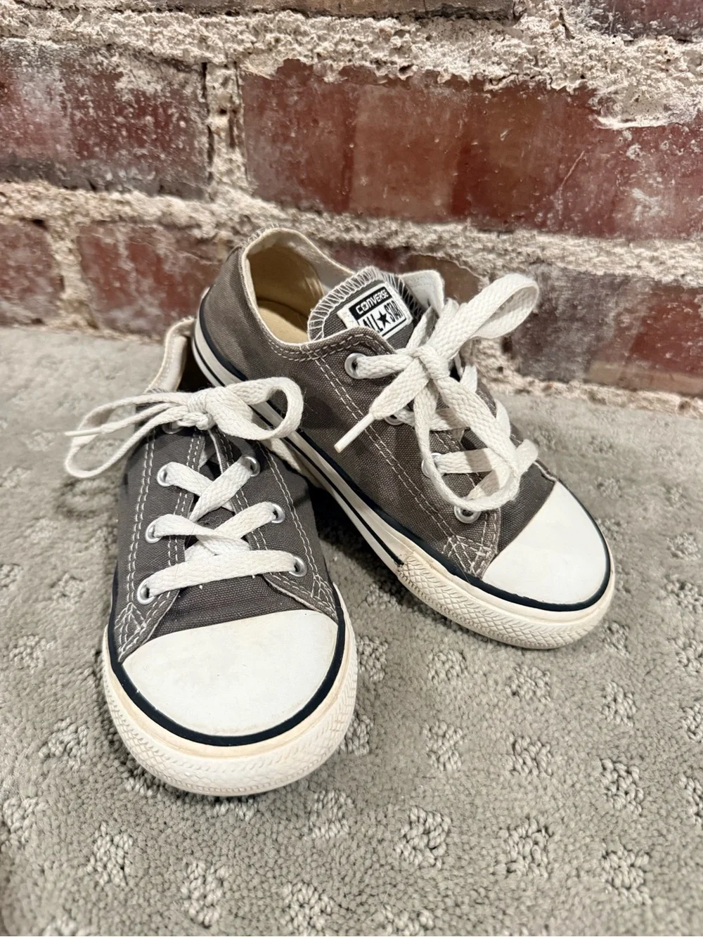 Converse Kids Low Top Sneakers in Gray with White Accents
